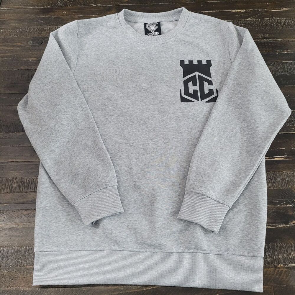 Crooks & Castles Men’s Large Gray Sweatshirt Streetwear Crewneck Pullover